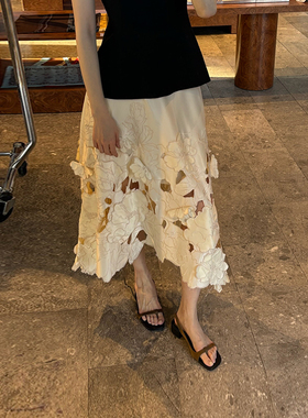【ICE DUST】hug 2025镂空花卉半裙不规则半身长裙icedust