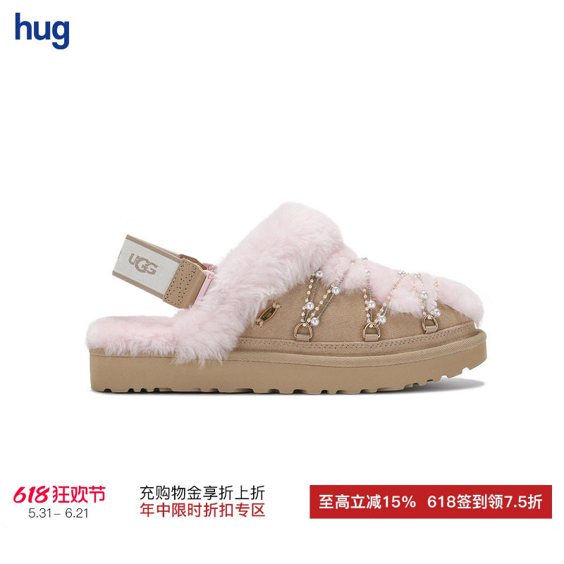 【RUI × UGG】hug 2026春夏新款珍珠毛领女士鞋