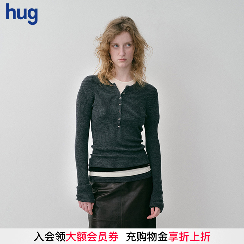 【NO DIRECTION+】hug 2025秋冬新款长袖打底衫绵羊毛针织套衫