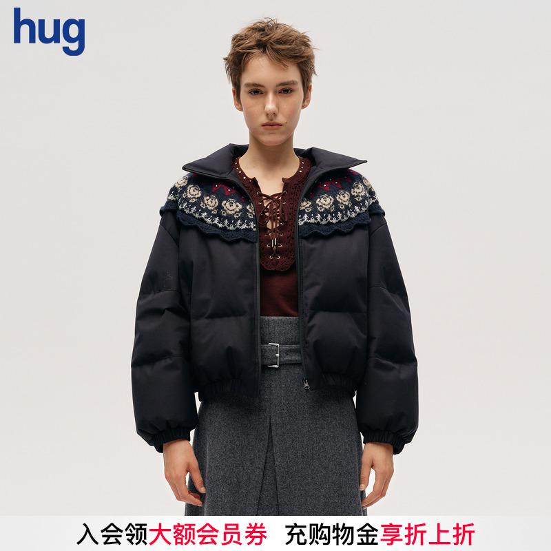 【ICE DUST】hug 2025秋冬新款费尔岛提花拼接羽绒服icedust