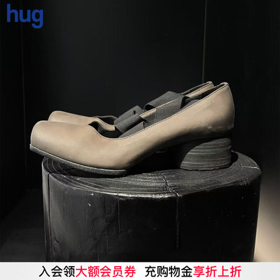 UMAWANG高跟平底黑带芭蕾鞋