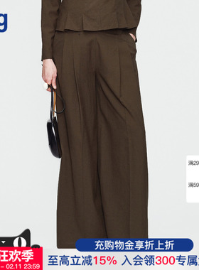 【AETNA PROJECT】hug 2025秋冬新款军绿色高腰直筒长裤