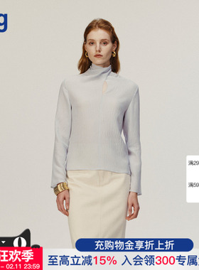 【AETNA PROJECT】hug 2025浅灰蓝披肩镂空长袖上衣