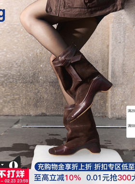 【27QUAI GROSMOTT 】hug 2026春夏流浪系列三面折叠系带海盗靴子