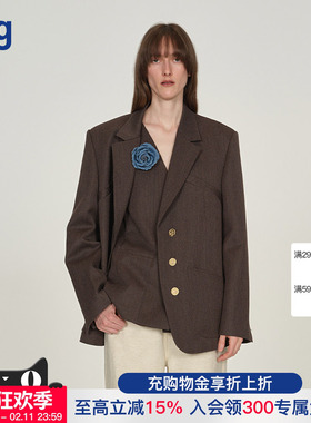 【ICE DUST】hug 2025秋冬新款长袖羊毛金币扣廓形西装icedust