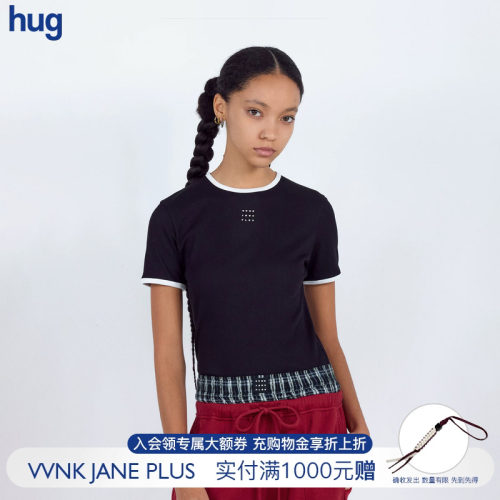 【VVNK JANE PLUS】hug 2026夏季新款撞色罗纹T恤