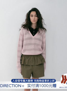 【NO DIRECTION+】hug 2026早春新款优雅镂空肌理感V领羊绒针织衫