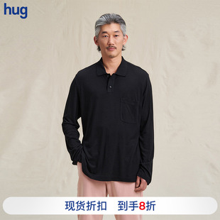 纯色长袖 2025春夏新款 WHM 真丝针织布男Polo衫 hug