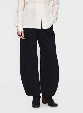 【AETNA PROJECT】hug 2025秋冬新款黑色经典弯刀月牙休闲牛仔裤