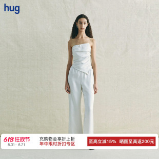 【deepmoss】hug 2026夏新苔原凝月水泽修身褶皱抹胸上衣长裤