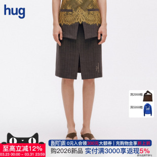 2026春夏新款 hug DUST 竖条纹刺绣标一步裙 ICE