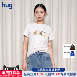 【ICE DUST】hug 2025秋冬新款LOGO吹风小狗短袖T恤icedust