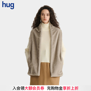 2025秋冬新款 hug 燕麦色环保皮草围领马甲 DEEPMOSS