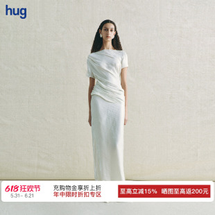 【deepmoss】hug 2026夏季新款凝月水泽柔浪连衣裙修身优雅长裙
