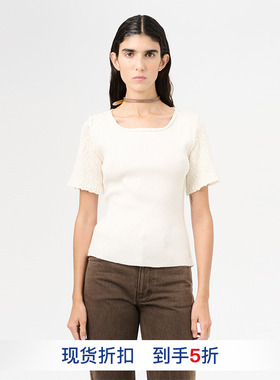 【OUR LEGACY】hug 2025褶皱拼接短袖针织衫白色设计感T恤