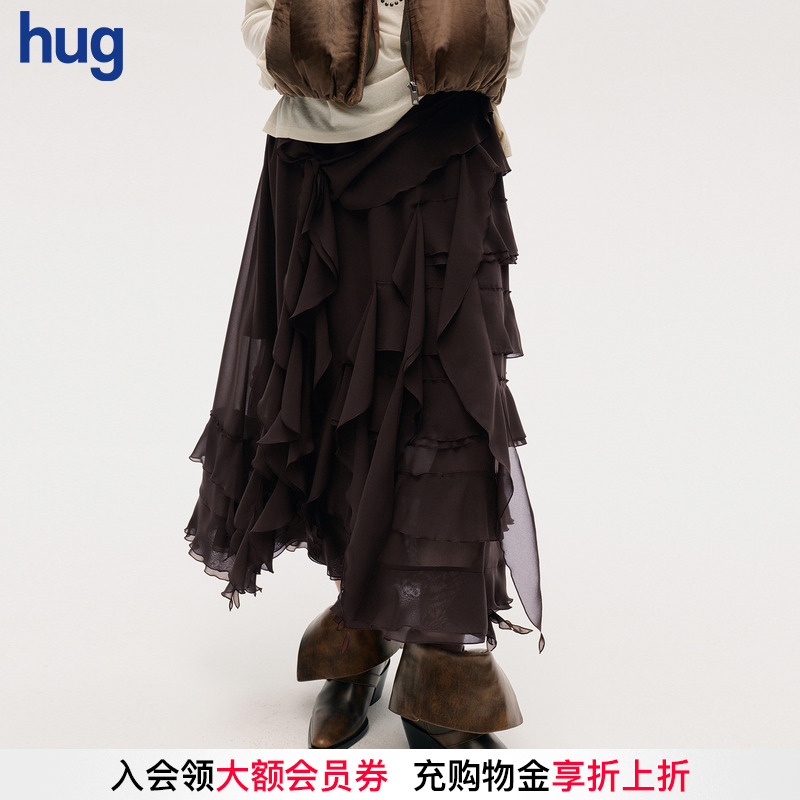 ICEDUST25秋冬层叠荷叶边长半裙