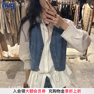 ICEDUST26早春新款V领牛仔马甲