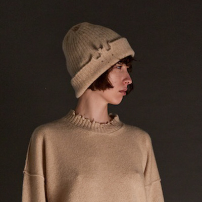 【UMAWANG】hug 2025秋冬新款复古不规则针织冷帽