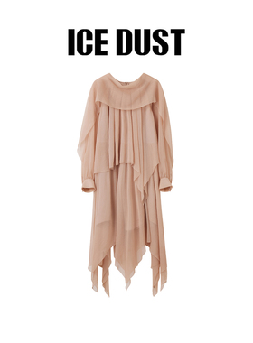 【ICE DUST】hug 2025秋冬新款挂脖层叠雪纺长袖连衣裙icedust