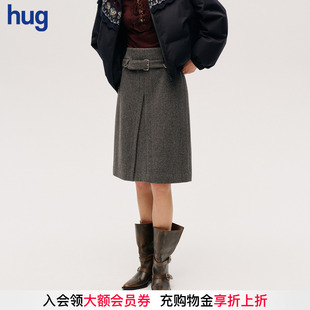 2025秋冬新款 hug DUST 配腰带呢子半身裙icedust ICE