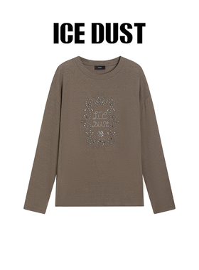 【ICE DUST】hug 2025秋冬新款长袖钉珠印花T恤icedust