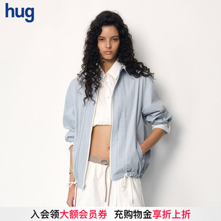2025秋冬新款 hug 浅灰蓝不对称领双面穿教练外套 JUNWEILIN