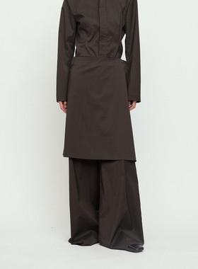 【RUOHAN】hug 2025秋冬新款简约墨绿色精纺羊毛裙裤