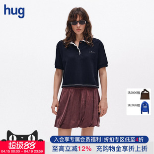 【ICE DUST】hug 2026春夏新款手工钩花领短袖poloT恤