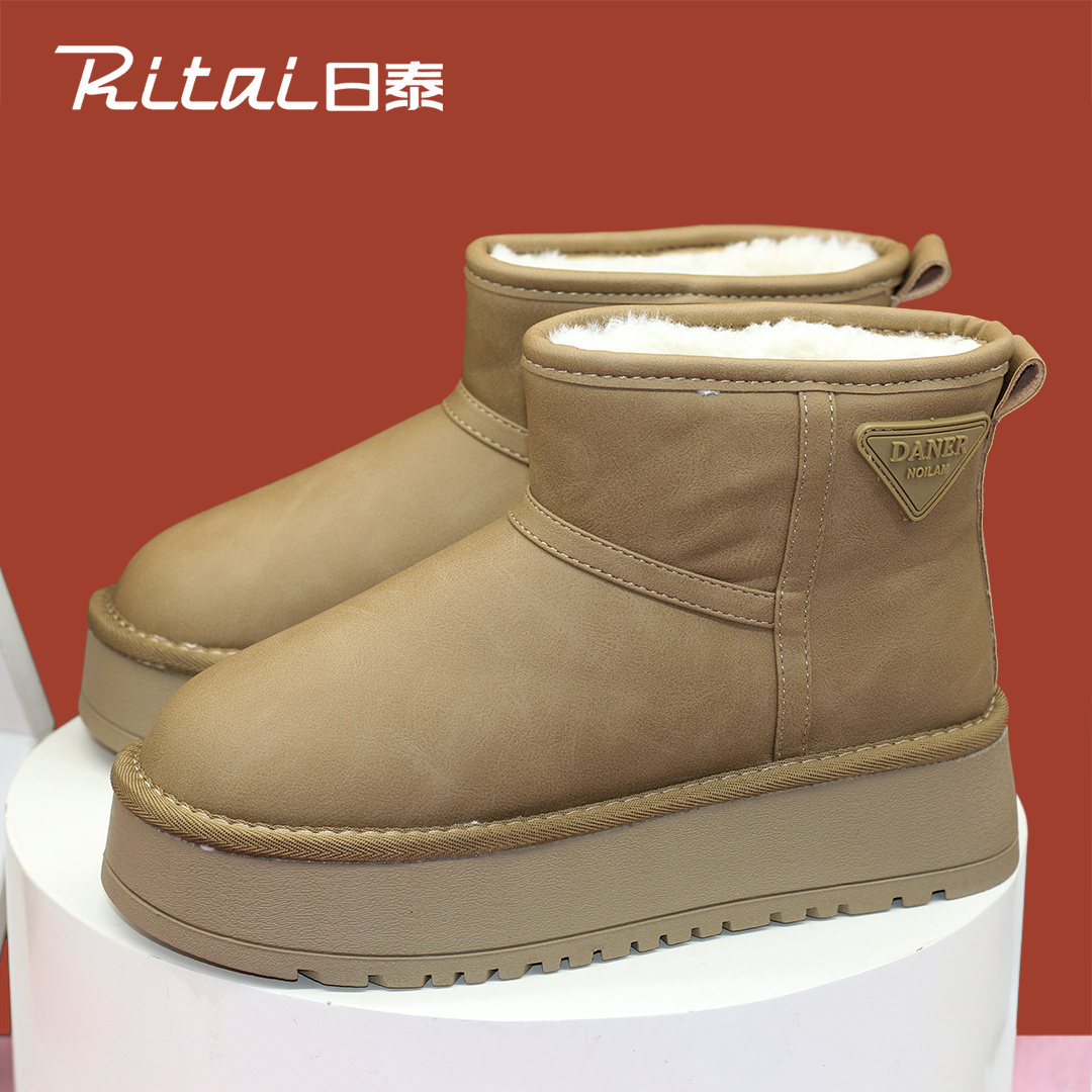 日泰厚底雪地靴女加绒保暖棉鞋