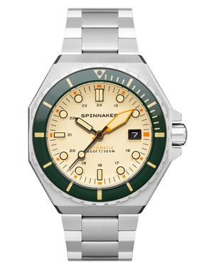 英国SPINNAKER三角帆自动机械手表八角壳钢链夜光潜水DUMAS5081