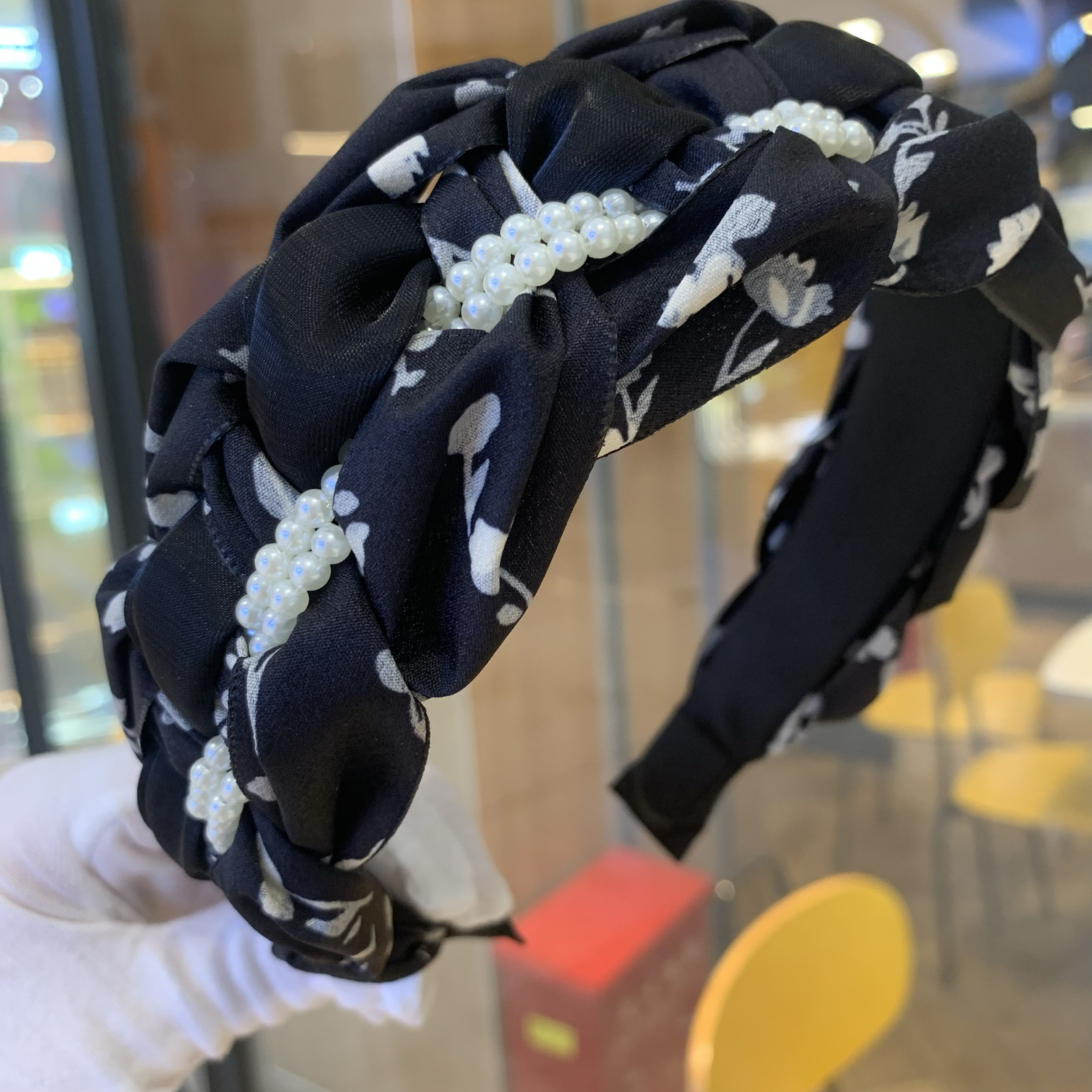 波点布艺麻花辫子发箍新款高颅顶压发卡气质宽边头箍小香风韩版女