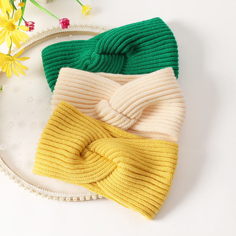 交叉针织毛线外出发饰纯色日常