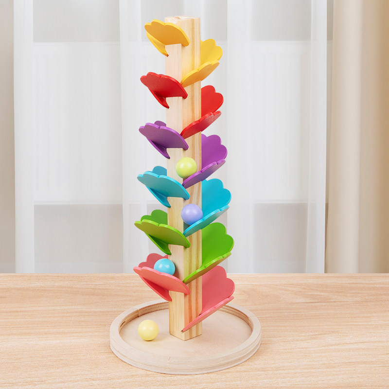 树叶轨道滚珠树玩具彩虹积木摆件