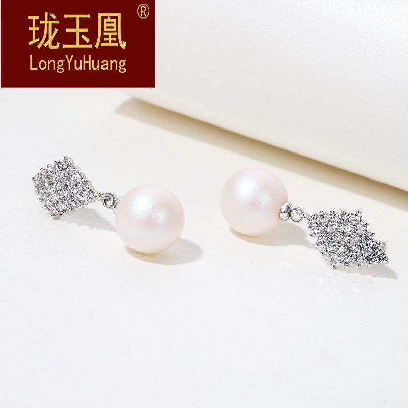 镶施华洛世洛世奇水晶耳环韩国耳坠2020新款仿珍珠纯银针女CL1007