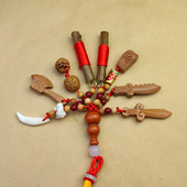 桃木刀剑斧挂件手工制作桃枭男女随身床头压惊东南桃枝朱砂保平安