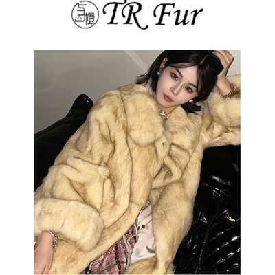 【TR】南瓜贝贝进口兔毛皮草外套