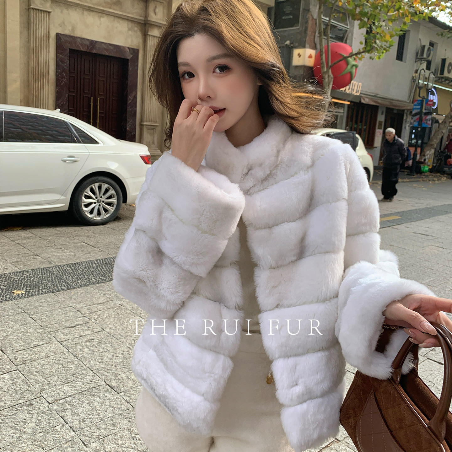 整皮进口雷克斯獭兔毛皮草外套女