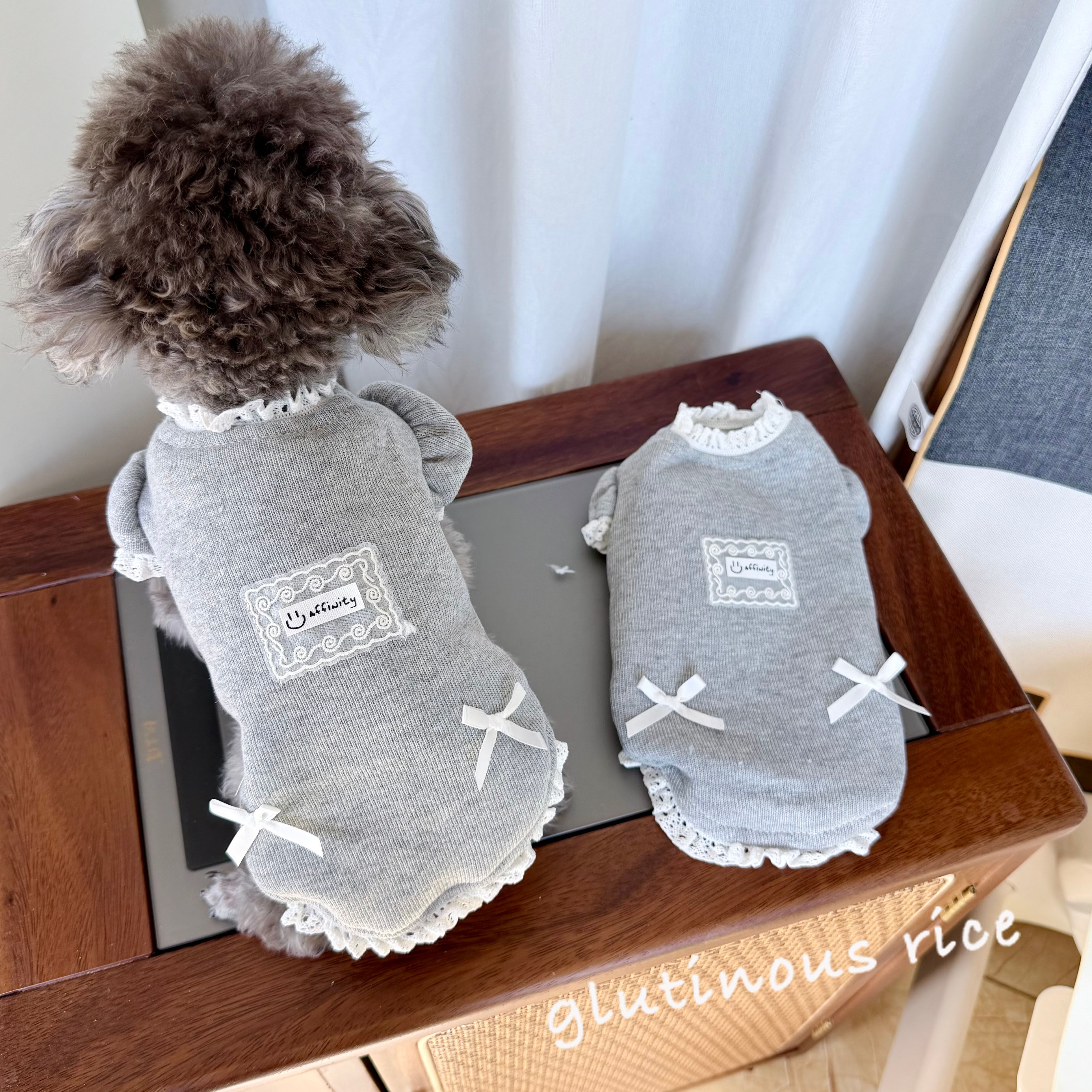 狗狗衣服秋冬款简约气质灰加绒保暖两脚衣宠物猫咪比熊泰迪西高地