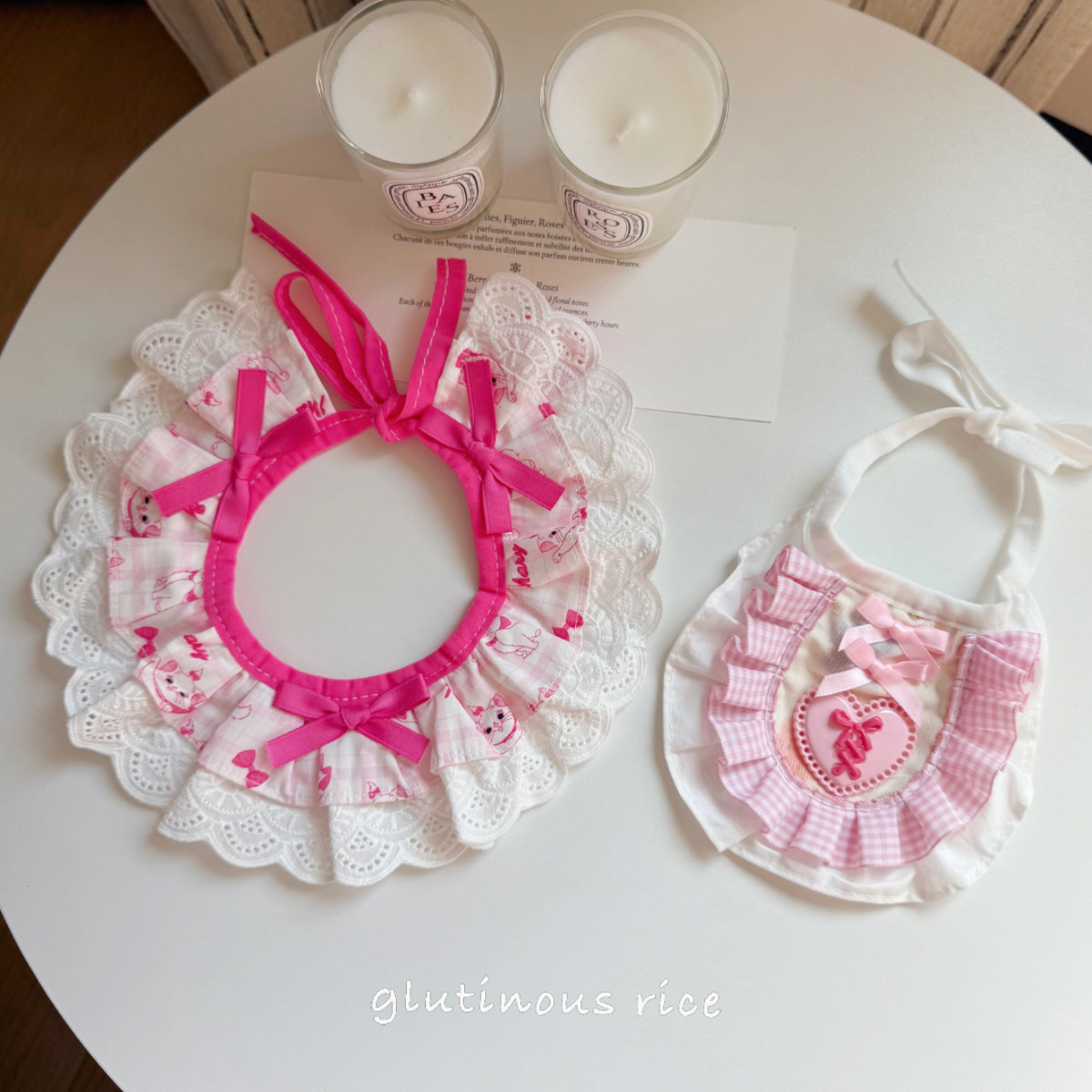 粉色系猫咪口水巾狗狗围兜春季新款甜美可爱围脖宠物配饰比熊泰迪