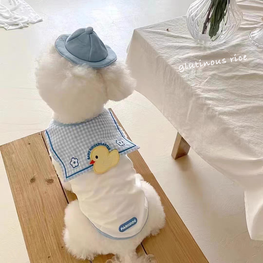 可爱卡通小鸭水手服背心宠物衣服狗狗猫咪泰迪比熊小型犬春夏t恤