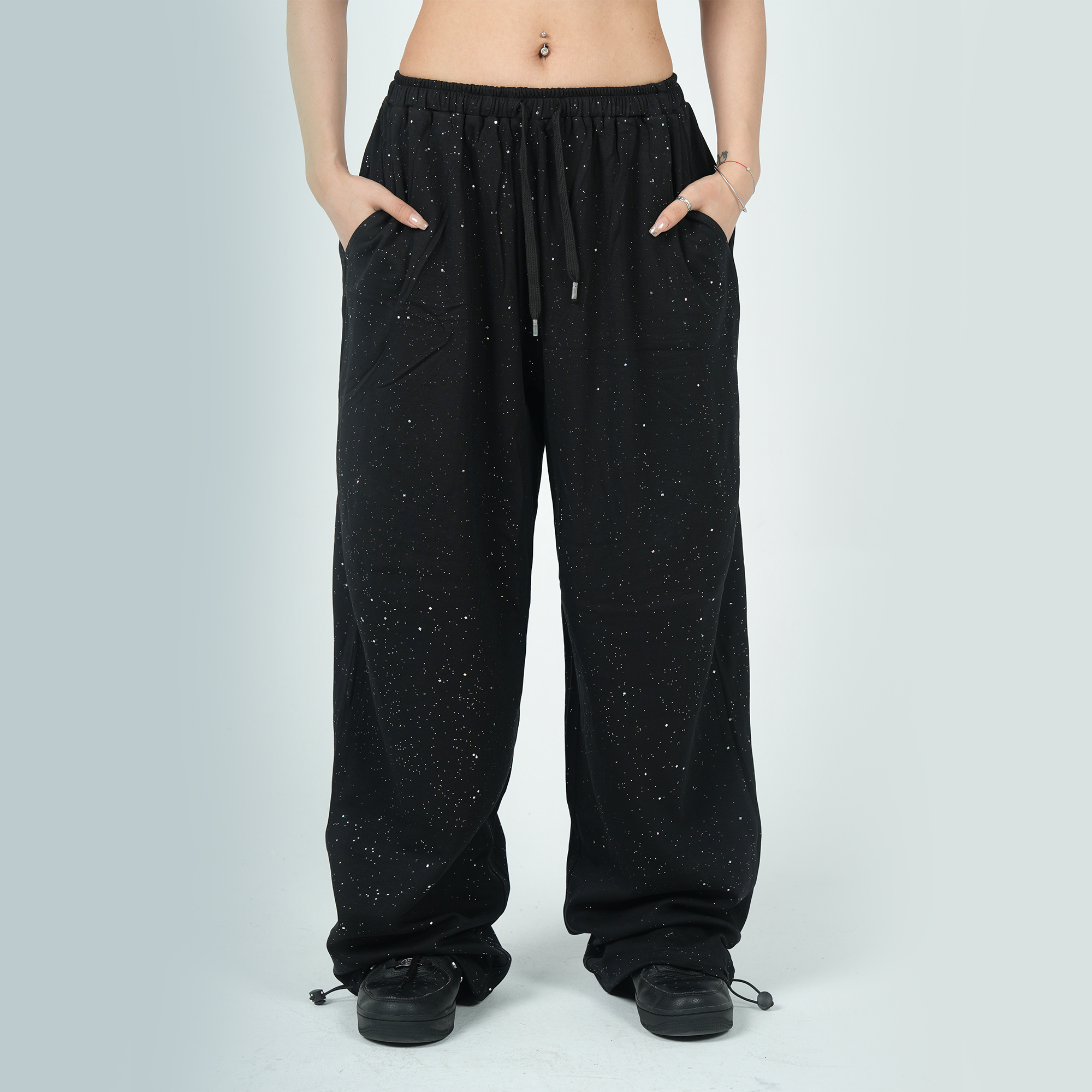 【DB QUEEN原创】MANDALA设计中腰直筒宽松亮片爵士卫裤休闲裤