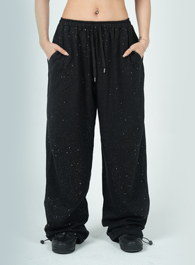 【DB QUEEN原创】MANDALA设计中腰直筒宽松亮片爵士卫裤休闲裤