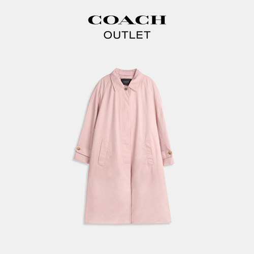 【新品】COACH/蔻驰奥莱女士粉色棉质轻便风衣外套高级休闲通勤