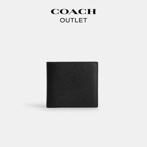 COACH/蔻驰奥莱男士黑色零钱钱包卡包纤巧型