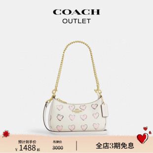 蔻驰奥莱女士爱心印花TERI白色迷你单肩包斜挎包 新品 COACH