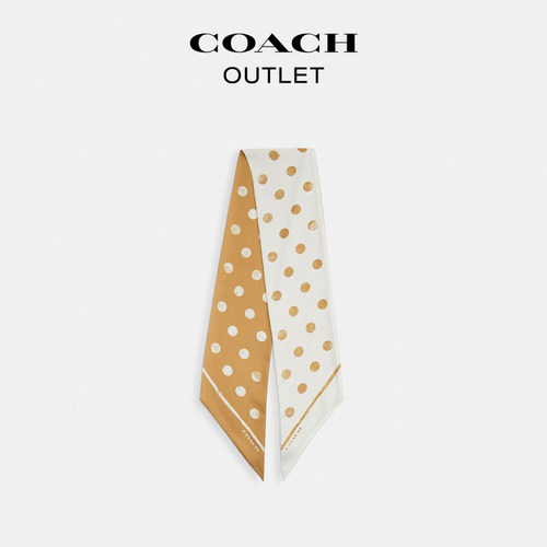 COACH/蔻驰奥莱女士DISTRESSED DOT印花桑蚕丝加宽长围巾