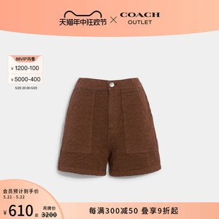 标志丹宁短裤 蔻驰奥莱女士经典 COACH