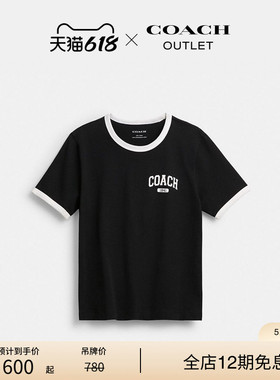COACH/蔻驰奥莱女士棉质运动风经典标志经典70年代风格T恤