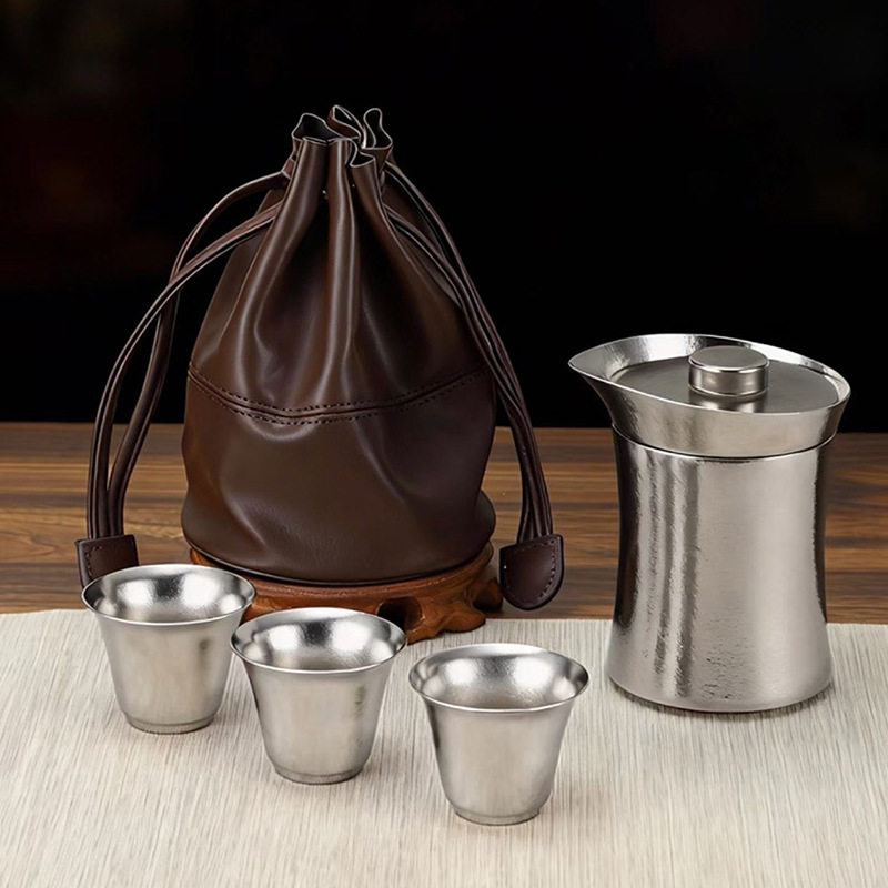 纯钛旅行茶具钛快客杯套装户外露营便携带杯套冲茶器礼盒包装礼品