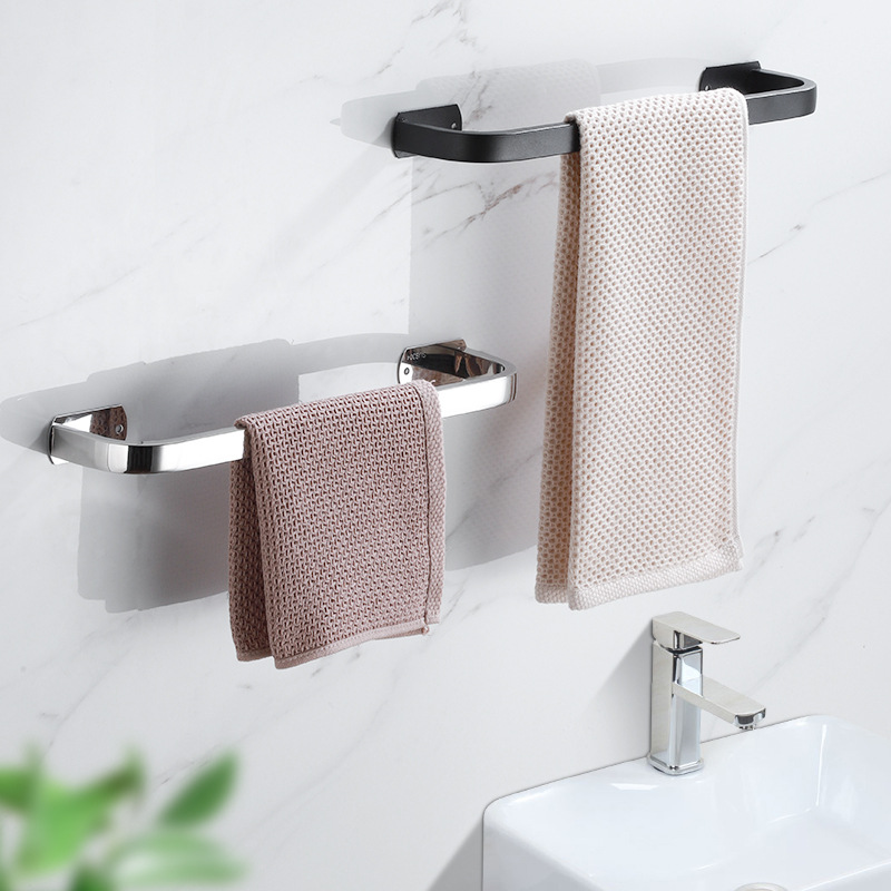 免打孔毛巾杆不锈钢毛巾架卫生间浴室毛巾挂杆厨房挂抹布架收纳